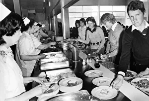 Pupils at Hirst High School in Ashington queue for their school dinner