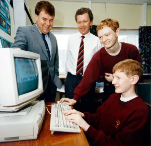 School Children Prints: Pupils John Dunhill, seated, and Matthew Begg, both aged 15