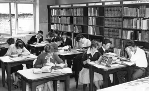 Students Prints: Pupils of Newbold Grange High School having lessons in the Rugby Borough Library