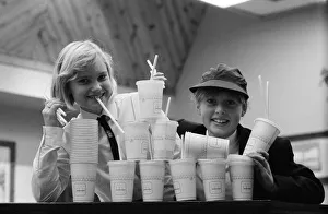 Schoolchildren Prints: Pupils from Wilncote High School at McDonalds in Tamworth to sample milk shakes as part