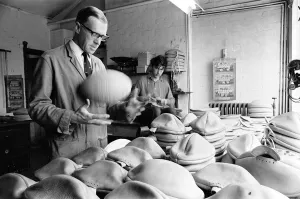 Quality Control inspection at the Gilbert Rugby Ball factory 1st September 1966