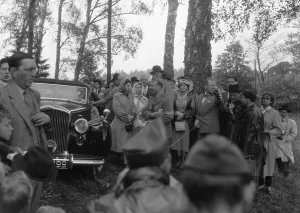 00386 Prints: The Queen (centre) seen here with Princess Margaret and members of the Swedish Royal