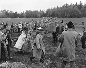 The Queen (centre) seen here with Princess Margaret watching the action in the cross