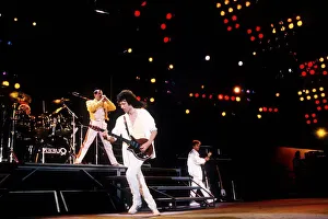 Queen in concert at the Wembley stadium 1980s Freddie Mercury