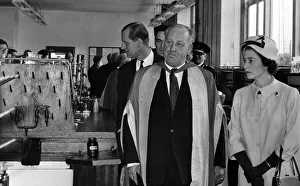 University Prints: The Queen and the Duke of Edinburgh touring a laboratory of the Haworth Chemistry