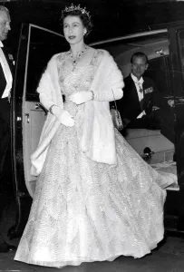 Queen Elizabeth 2nd and the Duke of Edinburgh arriving for the film premiere of