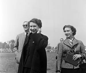 Queen Elizabeth with the Duke of Edinburgh and Princess Margaret at Badmington Horse