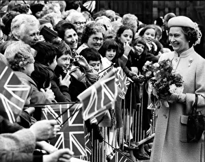 Greeting Prints: Queen Elizabeth II is all smiles as she meets the people of Warrington, Cheshire