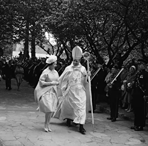 Queen Elizabeth II attends the consecration of the new Coventry Cathedral. 25th May 1962