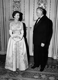 Queen Elizabeth II chatting to Dr Adenauer at Windsor Castle, 16th April 1958
