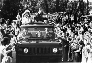 Jubilee Prints: Queen Elizabeth II and The Duke of Edinburgh are driven though South Park, Bootle