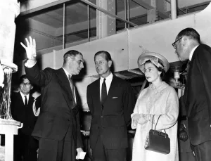 01035 Prints: Queen Elizabeth II and the Duke of Edinburgh visit Wales