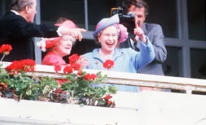 Carefree Prints: Queen Elizabeth II enjoying the races at Epsom Derby with the Queen Mother, June 1991