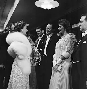 Gown Prints: Queen Elizabeth II greets guests including Sophia Loren at the Royal Film Show