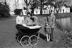Pram Prints: Queen Elizabeth II with her husband Prince Philip and their children Prince Charles