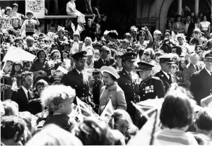 Jubilee Prints: Queen Elizabeth II makes her way back to St Helens Town Hall after inspecting the guard