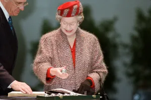 Queen Elizabeth II opening the new terminal at Stansted Airport. 15th March 1991