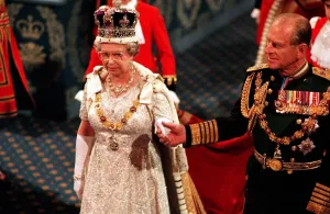 Queen Elizabeth II opening Parliament with Prince Philip - 1993