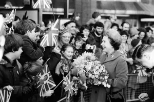 Queen Elizabeth II opens the Elmsleigh Shopping Centre, Staines. 22nd February 1980