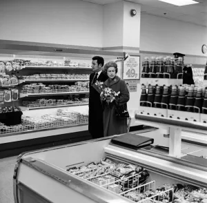 Queen Elizabeth II opens the Elmsleigh Shopping Centre, Staines