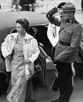 Cold Prints: Queen Elizabeth II, pictured exiting her car during The Royal Family tour of Canada in