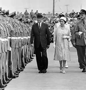Canada Prints: Queen Elizabeth II and President Eisenhower pictured during the Royal tour of Canada