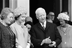 Queen Elizabeth II with president Lubke and Madame Lubke during her visit to his
