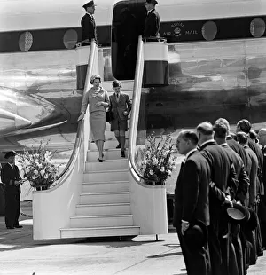 Queen Elizabeth II and Prince Charles were at London Airport to meet the Duke of