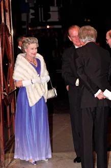 Queen Prints: Queen Elizabeth II and Prince Philip arrive at the Royal Variety Show. November 1991