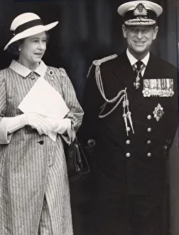 Elizabeth Ii Prints: Queen Elizabeth II and Prince Philip leaving St Pauls Cathedral after the Falklands War
