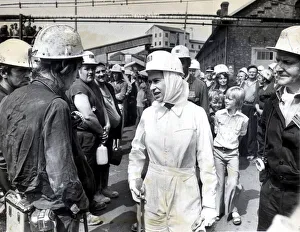 Elizabeth Ii Prints: Queen Elizabeth II and Prince Philip meet Miners and Pit B officials during a tour of