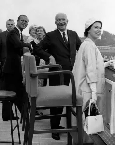 Queen Elizabeth II and Prince Philip with President and Mrs Eisenhower during their tour