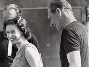 Queen Elizabeth II and Prince Philip at Smiths Lawn during Princes polo match