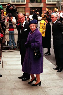 Queen Prints: Queen Elizabeth II and Prince Philip visit Coutts Bank in the Strand, London