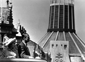 Queen Elizabeth II and Prince Philip visit the Liverpool Metropolitan Cathedral