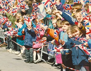 Queen Elizabeth II and Prince Philip visit the North East 18 May 1993 - Local children