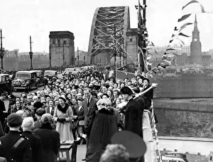 Bridge Prints: Queen Elizabeth II with Prince Philip are welcomed to Gateshead with the majestic