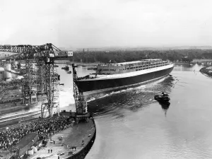 The Queen Elizabeth II - QE2 ship - the launching ceremony at John Browns yard