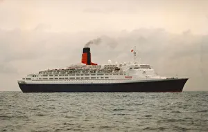 The Queen Elizabeth II - QE2 ship sails across the sea