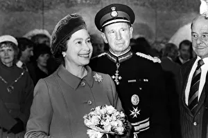Queen Elizabeth II with Sir James Steel at the the Gateshead Metro. 6th November 1981