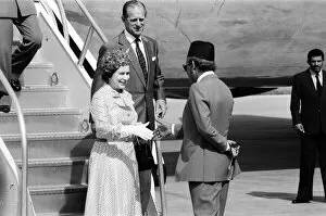 Images Dated 28th October 1980: Queen Elizabeth II state visit to Marrakesh, Morocco. The Queen and Prince Philip