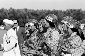 Images Dated 28th October 1980: Queen Elizabeth II state visit to Marrakesh, Morocco. Women watching the events