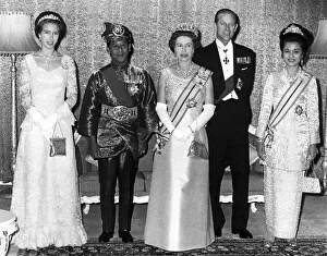 Queen Prints: Queen Elizabeth II with Sultan Abdul Halim Shah of Malaysia and His Queen
