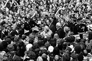 Flags Prints: Queen Elizabeth II during her visit to Birmingham during her Silver Jubilee tour