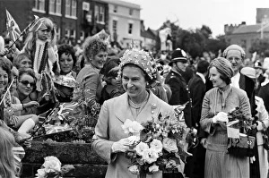 Flags Prints: Queen Elizabeth II during her visit to Dudley during her Silver Jubilee tour