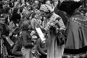Queen Elizabeth II visiting Birmingham during her Silver Jubilee tour. West Midlands