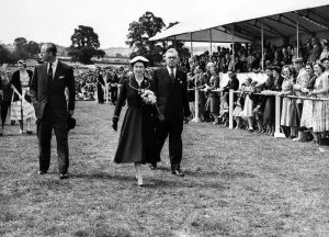Queen Elizabeth II visiting Wales. The Queen with the Duke of Edinburgh