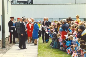 Queen Elizabeth II visits Alcans smelter in Lynemouth 26th June 1993