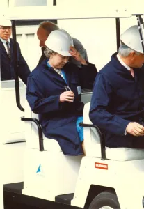 Queen Elizabeth II visits Alcans smelter in Lynemouth 26th June 1993