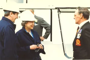 Queen Elizabeth II visits Alcans smelter in Lynemouth 26th June 1993